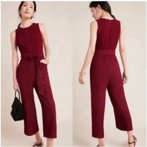 ANTHROPOLOGIE GREYLIN Colleen Stitched Jumpsuit Size Large, Brick Red
